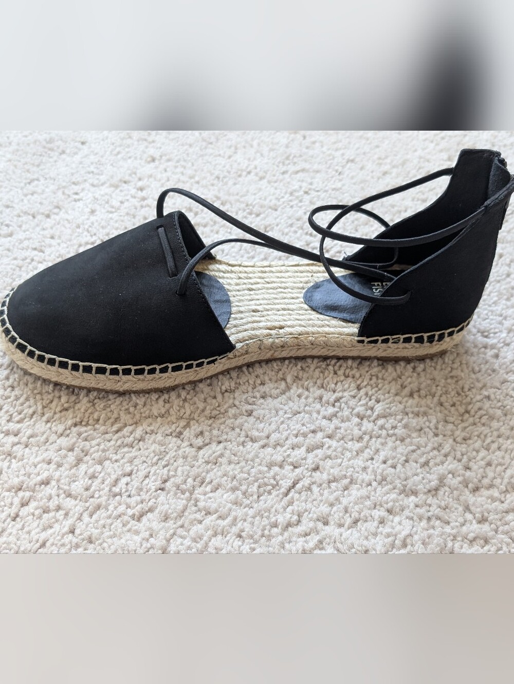 Eileen Fisher Lee D'Orsay Women's 8.5 Espadrille Black Sandals Flat Shoes - Picture 9 of 12